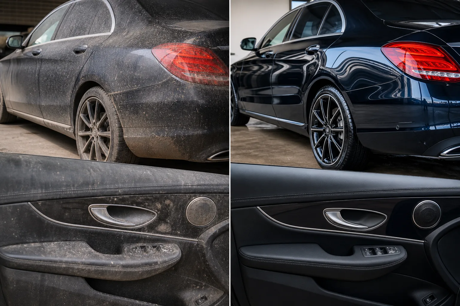 Antes y despues de detailing de auto